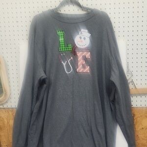 Snowman LOVE nursing tshirt.  Long sleeve good condition.  Vinyl decoration